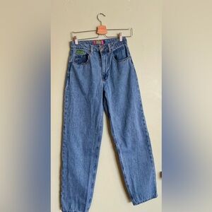 Empyre High-Rise Barrel Leg Skater Style 0 Size Blue Women's Jeans Festival